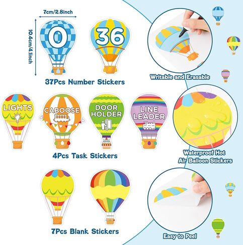 Line Up Spots Dots - 48Pcs Numbers Spot Markers Stickers Classroom Floor Decorations Hot Air Balloon Line Up Floor Number Decals Labels for Back to School Preschool Kindergarten Classroom Decor in Saudi Arabia