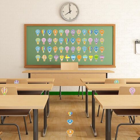 Line Up Spots Dots - 48Pcs Numbers Spot Markers Stickers Classroom Floor Decorations Hot Air Balloon Line Up Floor Number Decals Labels for Back to School Preschool Kindergarten Classroom Decor in Saudi Arabia