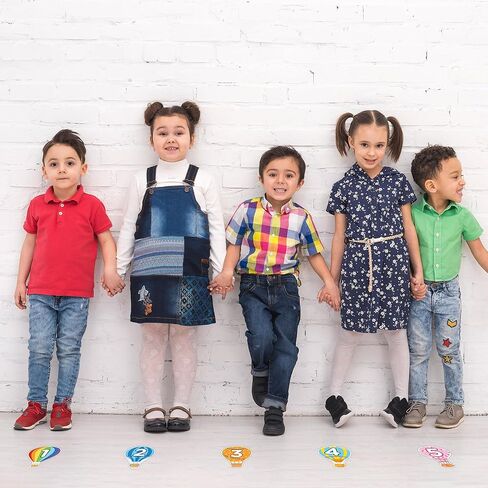 Line Up Spots Dots - 48Pcs Numbers Spot Markers Stickers Classroom Floor Decorations Hot Air Balloon Line Up Floor Number Decals Labels for Back to School Preschool Kindergarten Classroom Decor in Saudi Arabia