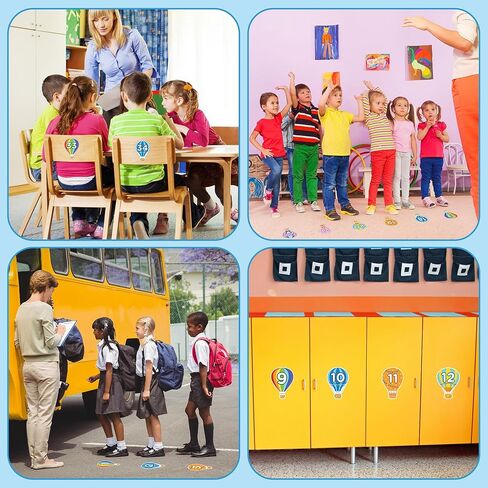Line Up Spots Dots - 48Pcs Numbers Spot Markers Stickers Classroom Floor Decorations Hot Air Balloon Line Up Floor Number Decals Labels for Back to School Preschool Kindergarten Classroom Decor in Saudi Arabia