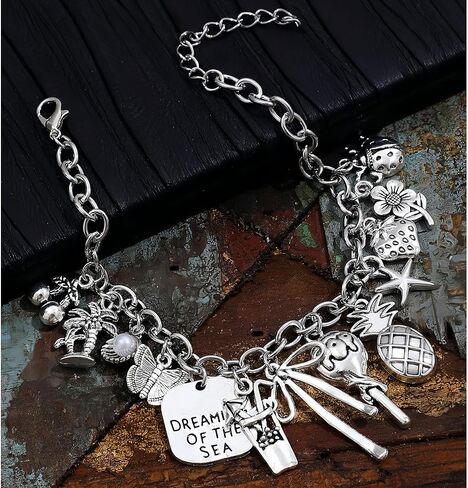 Charm Bracelets For Women Cute Y2K Beach Bracelets Silver Pineapple Lollipop Pendant Boho Vacation Ocean Jewelry in Kuwait