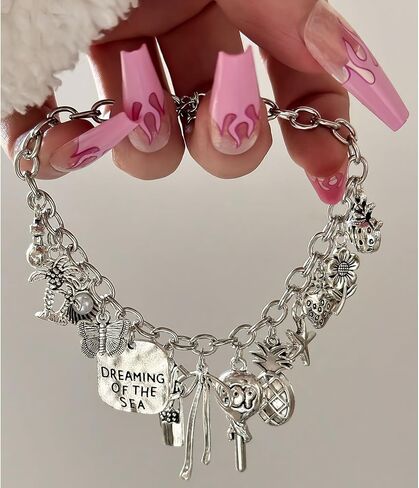Charm Bracelets For Women Cute Y2K Beach Bracelets Silver Pineapple Lollipop Pendant Boho Vacation Ocean Jewelry in Kuwait
