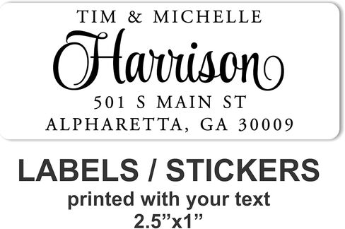 White Address Labels - Personalized Name Stickers, Custom Printed Return Mailing and Shipping Labels for Envelopes, Packages, Business, Home by PrettySweetParty (1000, Serif and Script) in Saudi Arabia