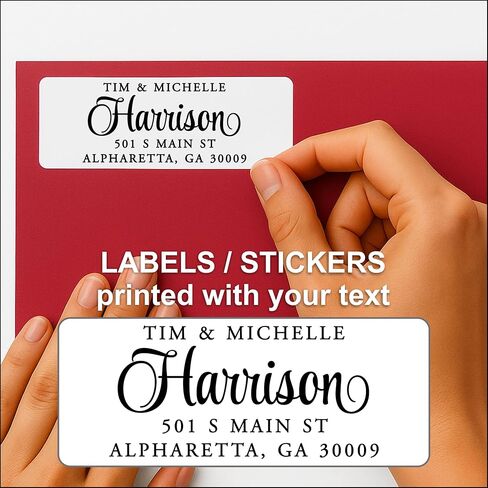 White Address Labels - Personalized Name Stickers, Custom Printed Return Mailing and Shipping Labels for Envelopes, Packages, Business, Home by PrettySweetParty (1000, Serif and Script) in Saudi Arabia