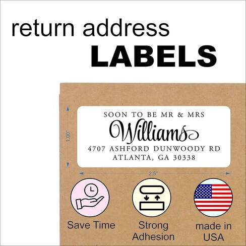 White Address Labels - Personalized Name Stickers, Custom Printed Return Mailing and Shipping Labels for Envelopes, Packages, Business, Home by PrettySweetParty (1000, Serif and Script) in Saudi Arabia