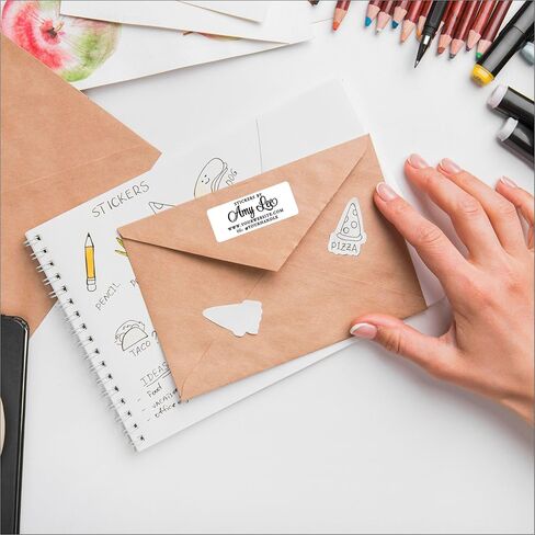 White Address Labels - Personalized Name Stickers, Custom Printed Return Mailing and Shipping Labels for Envelopes, Packages, Business, Home by PrettySweetParty (1000, Serif and Script) in Saudi Arabia