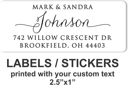 White Address Labels - Personalized Name Stickers, Custom Printed Return Mailing and Shipping Labels for Envelopes, Packages, Business, Home by PrettySweetParty (1000, Serif and Script) in Saudi Arabia