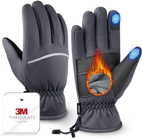 Winter Gloves Men Women Made with 3M Insulation & Plush Lining, -10°F Windproof & Water-Resistant Snow Gloves for Cold Weather, Ski Glove with Reflective Strips & Touchscreen Fingers for Running in Kuwait