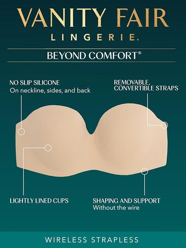 Vanity Fair Women's Beyond Comfort Strapless Bra | Wireless Bras, Non Slip, Buttery Smooth | Cups Up to Dd in Saudi Arabia