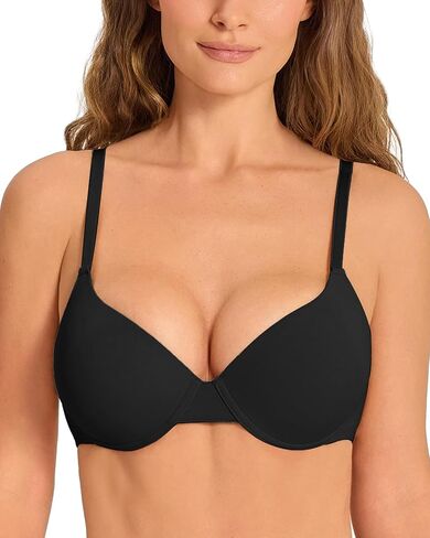 Push Up Bra Thick Padded Add Cup Smooth T-Shirt Bras Demi Plunge Underwire Support Comfort Bralette Women in Saudi Arabia