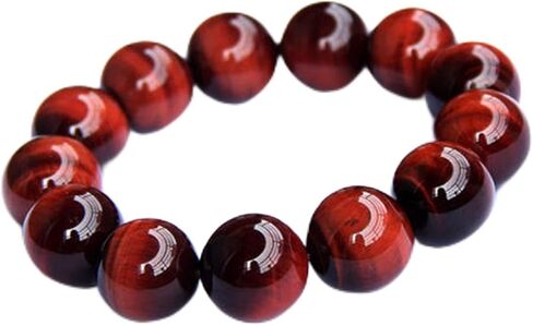 18mm Genuine Natural Red Tiger Eye Gemstone for Women Men Big Crystal Stretch Round Bead Bracelet AAAA in Saudi Arabia
