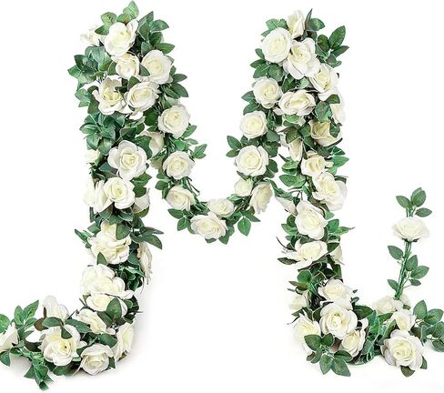 10 قطع من إكليل الورد المزيف، 7.5 قدم من زهور الكرمة الاصطناعية المعلقة على شكل كرمة الورد لطاولة الزفاف وخلفية قوس جدار ديكور الحفلات والمهرجانات in Kuwait
