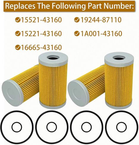 Fuel Filter Replace 15521-43160 1A001-43160 19244-87110 Compatible with Kubota L235 L2550 L2650 L2850 L2900 L2950 L3240 L3540 L3750 L4200DT M4700 M4900 M5700 KH-151 V1502 V1903 Engine in Kuwait
