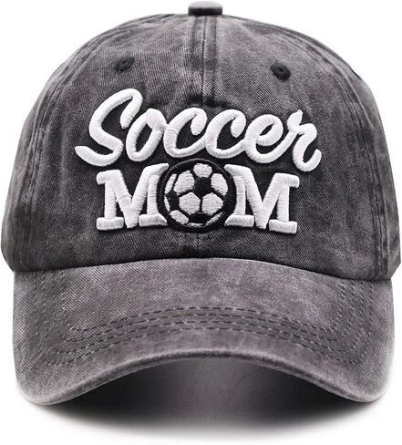 Soccer Mom Ponytail Baseball Cap Messy Bun Vintage Washed Distressed Twill Plain Hat for Women (Soccer Mom 3D Black, One Size) in Saudi Arabia