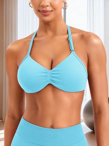 SoftHue Impact Strappy Halter Bra for Sports Women Workout Padded Gym Yoga Bra in Saudi Arabia