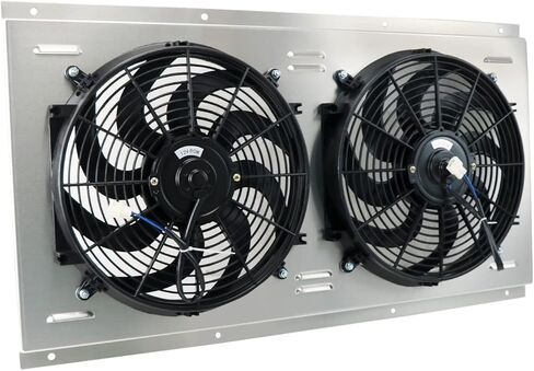 كفن + 2X14 "مراوح كهربائية + مرحل لـ 1988-1999 تشيفي جي إم سي C/K 1500 2500 3500 شاحنة بليزر تشيفي سوبربان تاهو جي إم سي يوكون كاديلاك إسكاليد 5.7 7.4L 1989 1990 1991 1992 1993 1994 1995 96 97 98 in Kuwait