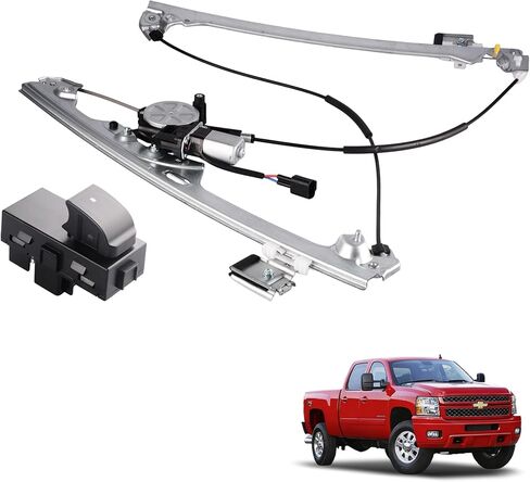 Front Left Driver Side Power Window Regulator with Motor & Power Master Window Switch Compatible for 2007-2013 Chevy Silverado/GMC Sierra 1500 2500HD 3500HD, Replace 741-442 & 20945129 in Saudi Arabia