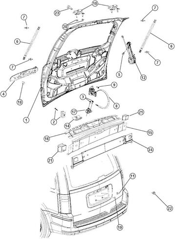 2 قطعة 26.3 بوصة دعم رفع الباب الخلفي الخلفي مع استبدال بوابة رفع الطاقة لشاحنة رام البضائع جراند كارافان تاون كونتري 08-18 68089035AD دعامات الغاز in Kuwait