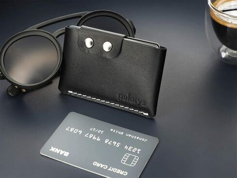 PULARYS Mini Wallet HOBBY - Credit Card Case - Italian Leather - Space for up to 8 Cards - Pockets for Coins and Bills - Modern Design For Men and Women - Fashionable Colors in Kuwait