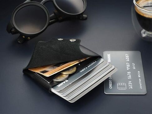 PULARYS Mini Wallet HOBBY - Credit Card Case - Italian Leather - Space for up to 8 Cards - Pockets for Coins and Bills - Modern Design For Men and Women - Fashionable Colors in Kuwait