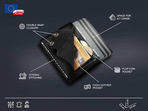 PULARYS Mini Wallet HOBBY - Credit Card Case - Italian Leather - Space for up to 8 Cards - Pockets for Coins and Bills - Modern Design For Men and Women - Fashionable Colors in Kuwait