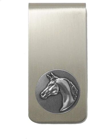 Money Clip Nickel Silver with Arabian Horse 3/4 inches emblem Made in USA in Saudi Arabia