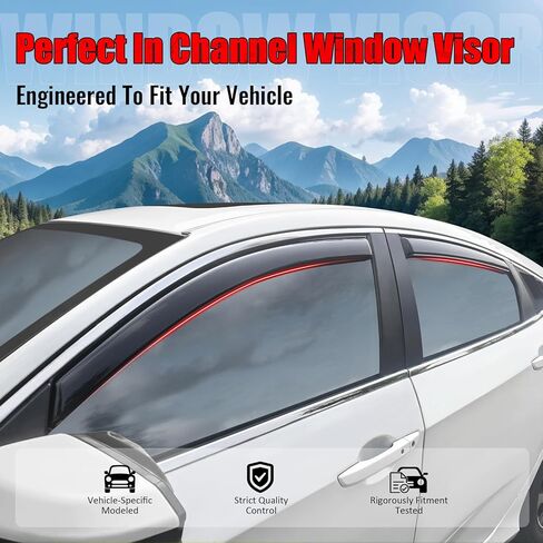 IKON MOTORSPORTS in Channel Window Visors Compatible with 2016-2021 Honda Civic Sedan 4-Door, Slim Style Acrylic Smoke Rain Guards, Side Window Wind Deflectors 4PCS in Saudi Arabia