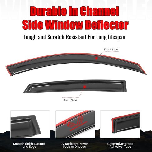 IKON MOTORSPORTS in Channel Window Visors Compatible with 2016-2021 Honda Civic Sedan 4-Door, Slim Style Acrylic Smoke Rain Guards, Side Window Wind Deflectors 4PCS in Saudi Arabia