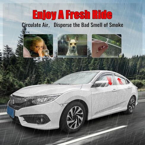 IKON MOTORSPORTS in Channel Window Visors Compatible with 2016-2021 Honda Civic Sedan 4-Door, Slim Style Acrylic Smoke Rain Guards, Side Window Wind Deflectors 4PCS in Saudi Arabia