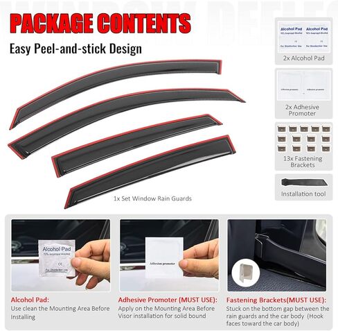 IKON MOTORSPORTS in Channel Window Visors Compatible with 2016-2021 Honda Civic Sedan 4-Door, Slim Style Acrylic Smoke Rain Guards, Side Window Wind Deflectors 4PCS in Saudi Arabia