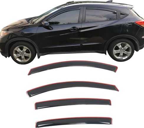 IKON MOTORSPORTS in Channel Window Visors Compatible with 2016-2022 Honda HR-V, Slim Style Acrylic Smoke Rain Guards, Side Window Wind Deflectors 4PCS in Saudi Arabia