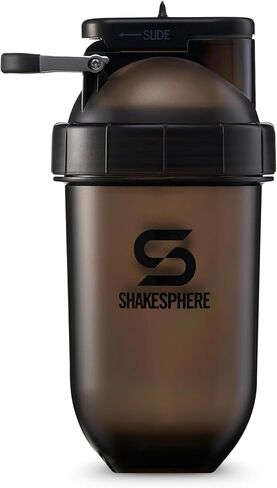 SHAKESPHERE Tumbler Tritan Protein Shaker Bottle and Smoothie Cup, 24 oz - Bladeless Blender Cup Purees Raw Fruit with No Blending Ball - Powder Mixer Shake Mixer for Pre Workout Gym (Clear Black) in Saudi Arabia
