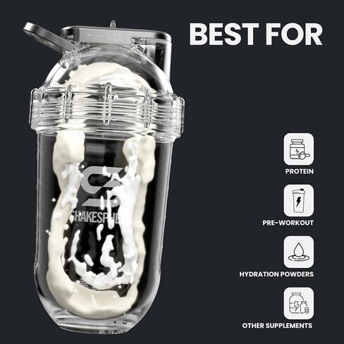 SHAKESPHERE Tumbler Tritan Protein Shaker Bottle and Smoothie Cup, 24 oz - Bladeless Blender Cup Purees Raw Fruit with No Blending Ball - Powder Mixer Shake Mixer for Pre Workout Gym (Clear Black) in Saudi Arabia
