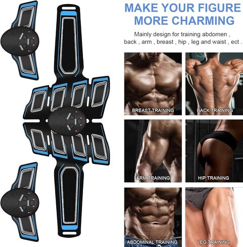 Kirlor Muscle Toner ABS Training Workout Belt Body Abdominal Toning Gear Waist Trimmer Ab Workouts Intelligent Portable Fitness Apparatus for Men Women Abdomen/Arm/Leg Home Office Exercise in Kuwait