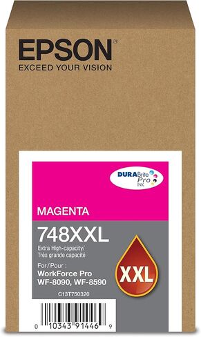 خرطوشة حبر EPSON 748 DURABrite Pro سوداء عالية السعة (T748XXL120) تعمل مع القوى العاملة WF-6590، WF-8590، WF-6090، WF-8090 in Saudi Arabia