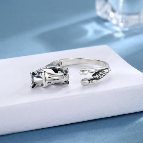 925 Sterling Silver Horse Ring Adjustable Horse Head Wrap Ring for Women Animal Hug Ring Equestrian Jewelry Gift for Horse Lovers in Saudi Arabia