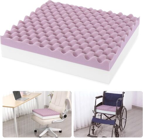 BALAPET Double-Layer Egg Foam Crate Pad, High-Density Foam Support Egg Chair Cushion to Relieve Back, Seat Cushion Chair Accessories Pad for Office Recliner Wheelchair Home Car(18x16x4in) in Saudi Arabia