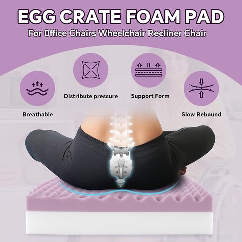 BALAPET Double-Layer Egg Foam Crate Pad, High-Density Foam Support Egg Chair Cushion to Relieve Back, Seat Cushion Chair Accessories Pad for Office Recliner Wheelchair Home Car(18x16x4in) in Saudi Arabia