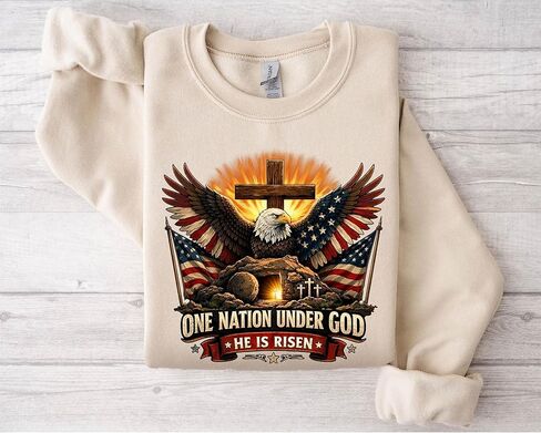 قميص وسويت شيرت He is Risen، قمصان يسوع الدينية لعيد الفصح، قميص One Nation Under God، الإيمان المسيحي، الحرية الأمريكية النسر هوديي للرجال والنساء، تي شيرت يوم الاستقلال بعلم الولايات المتحدة الأمريكية in Kuwait