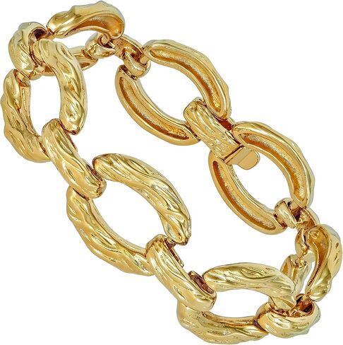 LIFETIME JEWELRY Grooved O-Link Bracelet for Men and Women 24k Real Gold Plated in Saudi Arabia