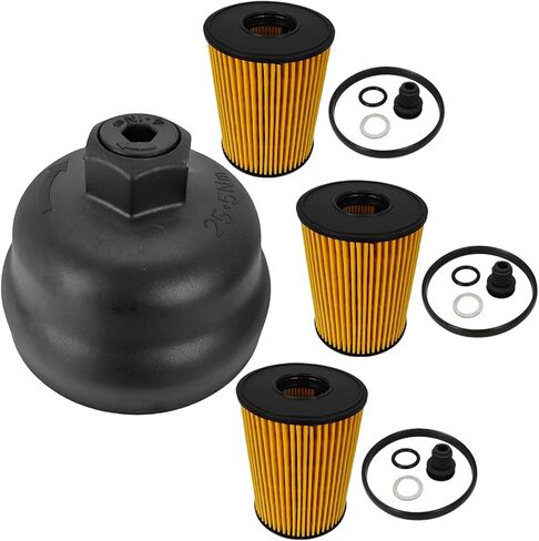 2.5L Engine Oil Filter Housing Cover Cap Assembly & 3 Pack Oil Filters Fit for Hyundai Santa Cruz Santa Fe Sonata Tucson Kia K5 Sorento Sportage, Replace 263152J000 263502S000 in Saudi Arabia
