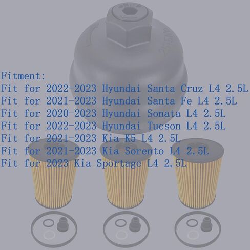 2.5L Engine Oil Filter Housing Cover Cap Assembly & 3 Pack Oil Filters Fit for Hyundai Santa Cruz Santa Fe Sonata Tucson Kia K5 Sorento Sportage, Replace 263152J000 263502S000 in Saudi Arabia