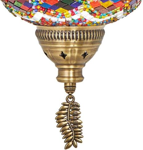 DEMMEX Turkish Moroccan Mosaic Floor & Table Lamp – Handmade Boho Tiffany-Style Light with 3 Large 7" Globes, Artisan Decor, 37" (95cm) Tall, Antique Brass Finish, North American Use (Customizable) in Kuwait