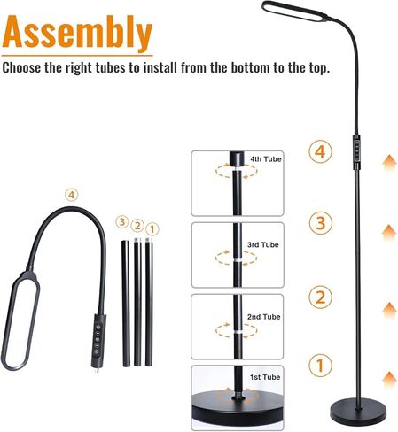 CRI95+ Floor Lamps for Living Room, 18W 3000LM Standing Lamp with 3 Color Temps, Gooseneck Adjustable Dimmable Lamp with Remote, Touch Control for Bedroom, Office, Tattoo Light in Kuwait