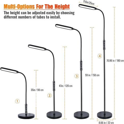 CRI95+ Floor Lamps for Living Room, 18W 3000LM Standing Lamp with 3 Color Temps, Gooseneck Adjustable Dimmable Lamp with Remote, Touch Control for Bedroom, Office, Tattoo Light in Kuwait