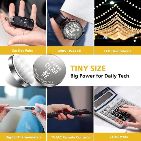 CR2450 بطارية 3V بطارية ليثيوم عملة خلية 5 حزمة، بطاريات طويلة الأمد CR2450 مفتاح السيارة عن بعد، الساعات، المفاتيح الرئيسية، الآلات الحاسبة، الألعاب الإلكترونية in Kuwait