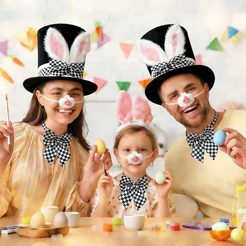7 PCS White Rabbit Costume Set Adult Easter Bunny Costume Easter Bunny Accessory with Top Hat, Oversized Clock, Bunny Nose and Tail, Mad Hatter Dress Up for Halloween in Saudi Arabia
