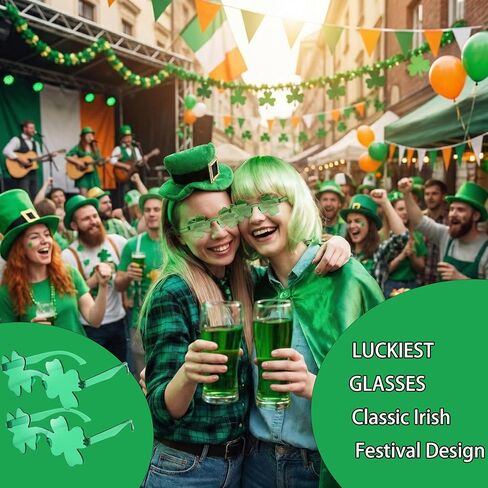 4 Pairs St. Patricks Day Glasses Bulk, Shamrock Sunglasses for Adults Kids, Green Four Leaf Clover Eyewear for Irish Party Favors Costume Accessories in Saudi Arabia