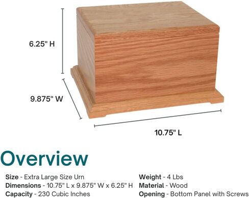 جرة خشبية للرماد من بينشلي - جرة صندوق خشبية كبيرة الحجم للبالغين، دفن أرضي، جرة حرق تذكارية للمنزل أو الجنازة in Kuwait