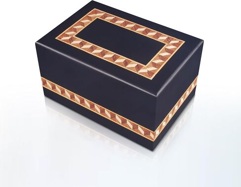 جرة حرق جثث كبيرة من ZIYA لرماد الإنسان والذكور البالغين - صندوق جرة خشبية تذكارية ونعش للرجال والنساء - جرة دفن للبالغين - تصميم حدود سوداء جرة مزخرفة كبيرة للأب والأم in Kuwait